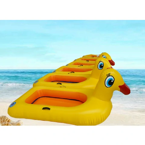 Inflatable little yellow duck boat for two people