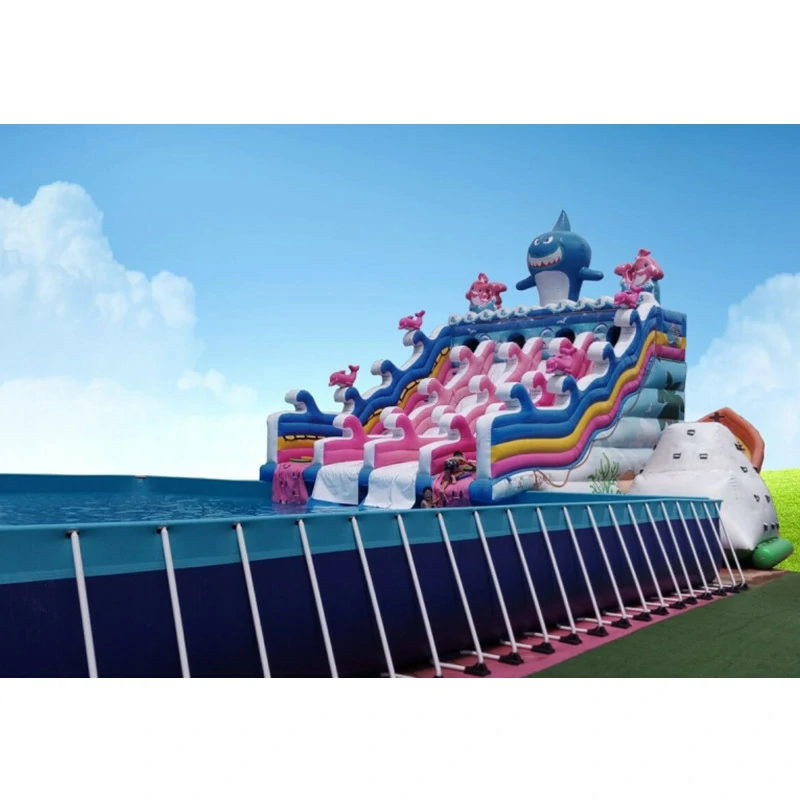 Shark Wave Inflatable Water Park with Pool Slide