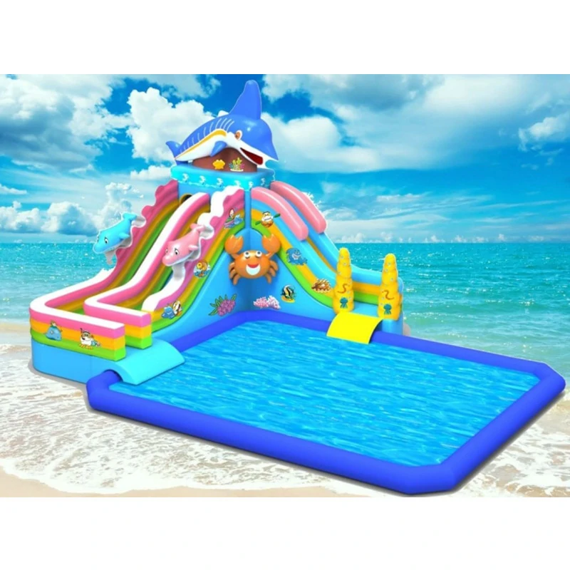 Large Dolphin Water Park with Inflatable Pool Slide