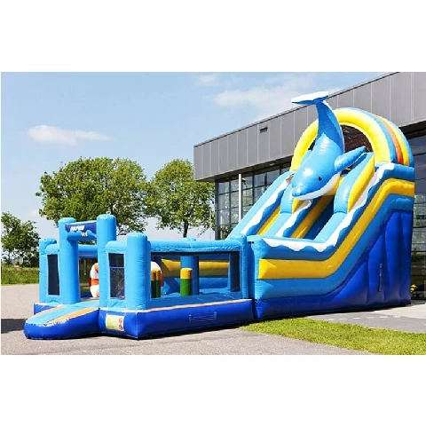 Dolphin Sea Inflatable Caste Bouncer Jumping Slide and Multiplay