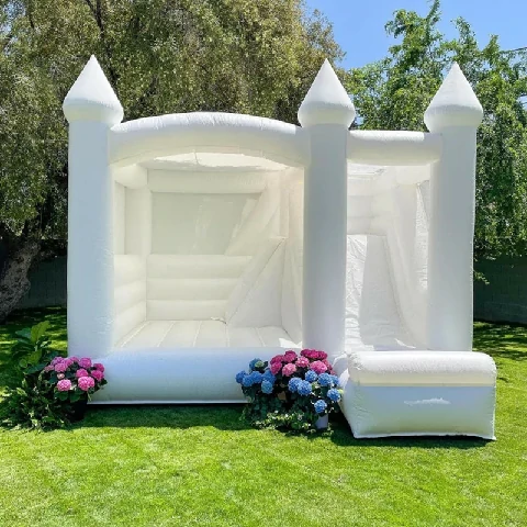 White Bounce House with Slide for Wedding/Party
