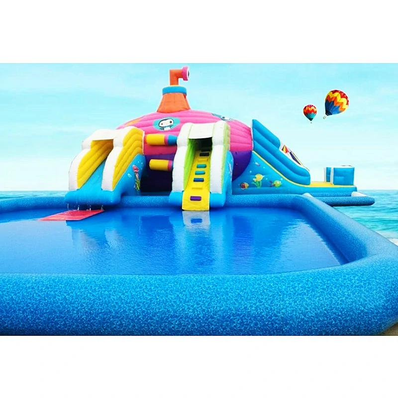Submarine Water Park with Inflatable Pool Slide