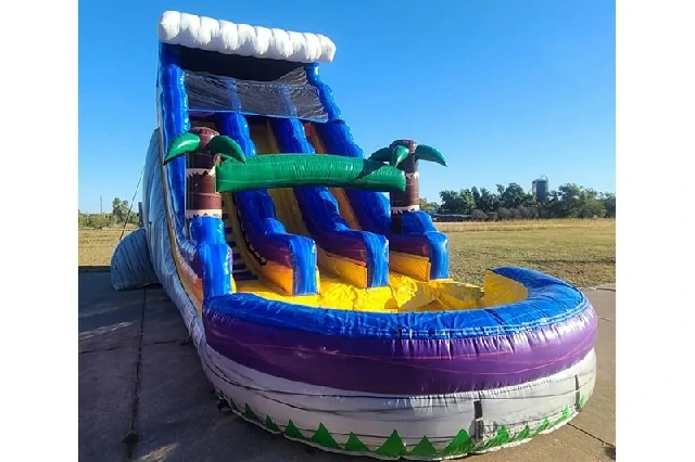 18ft Dual Lane Tsunami Palm Inflatable Water Slide