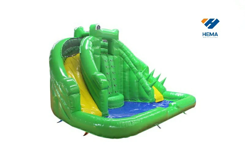 Family Kids Crocodile Inflatable Water Slide For Sale