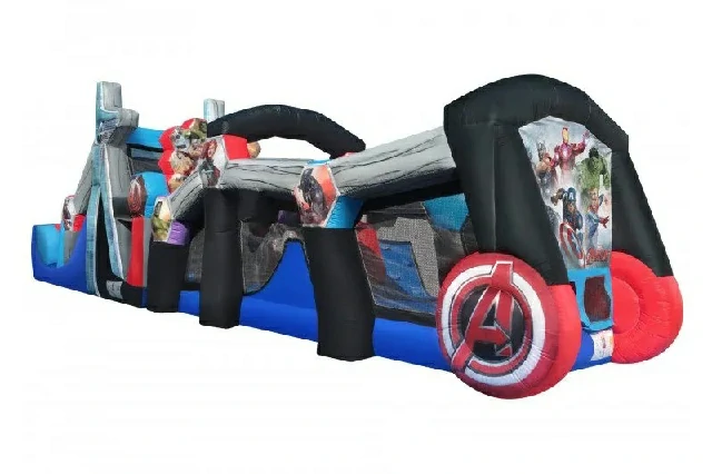 50ft Marvel Avengers Inflatable Obstacle Course Wet Dry Slide