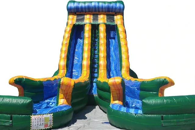 22ft Dual Lane Green Inflatable Water Slide  Pool