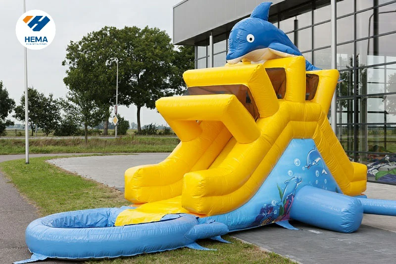 Dolphin Garden Inflatable Water Slide with Pool Set