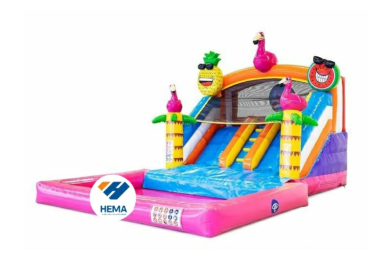 Flamingo Inflatable Bouncer Water Slide & pool