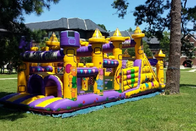 46ft Knight Run Inflatable Obstacle Course Wet Dry Slide