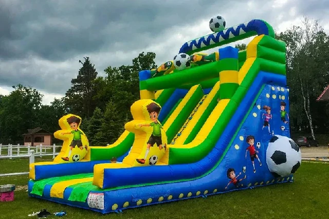 Football Sports Double Lane 20ft Inflatable Dry Slide