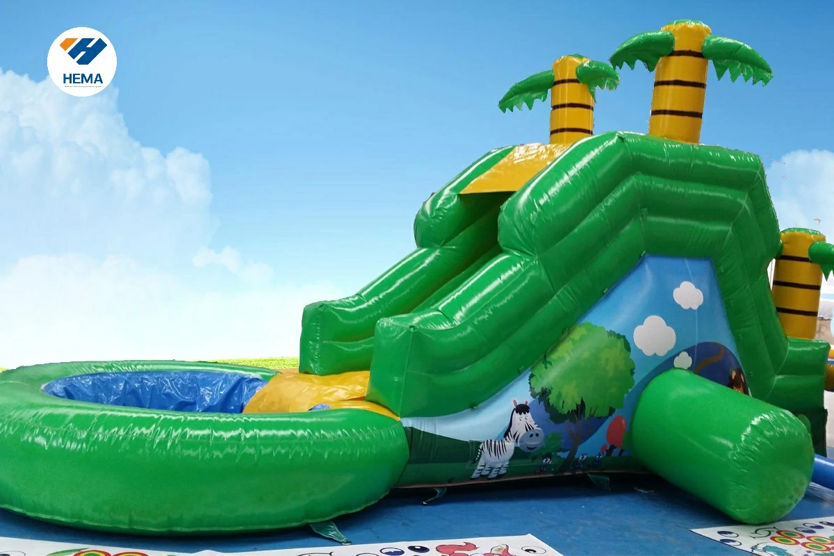 Coco Palm Inflatable Water Slide with Pool
