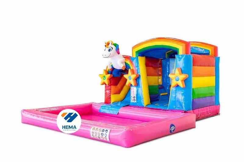 Unicorn Inflatable Water Slide with pool