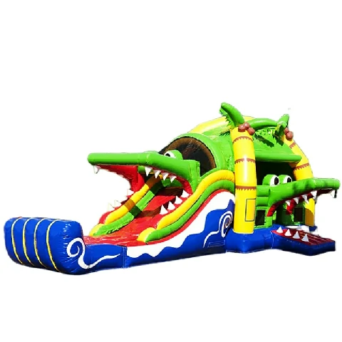 Multiplay Crocodile Inflatable Wet Combo Bouncer Castle Dry Slide Pool