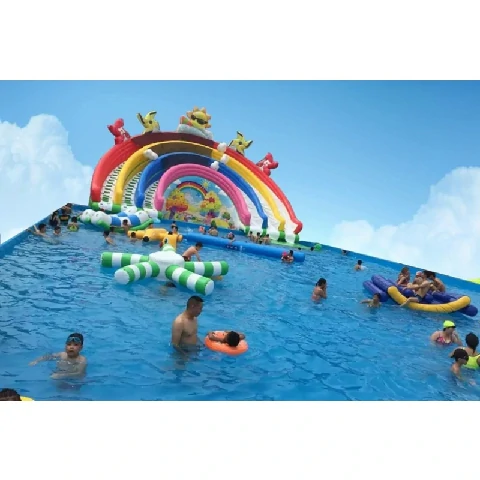 Rainbow Inflatable Water Park Slide with Pool