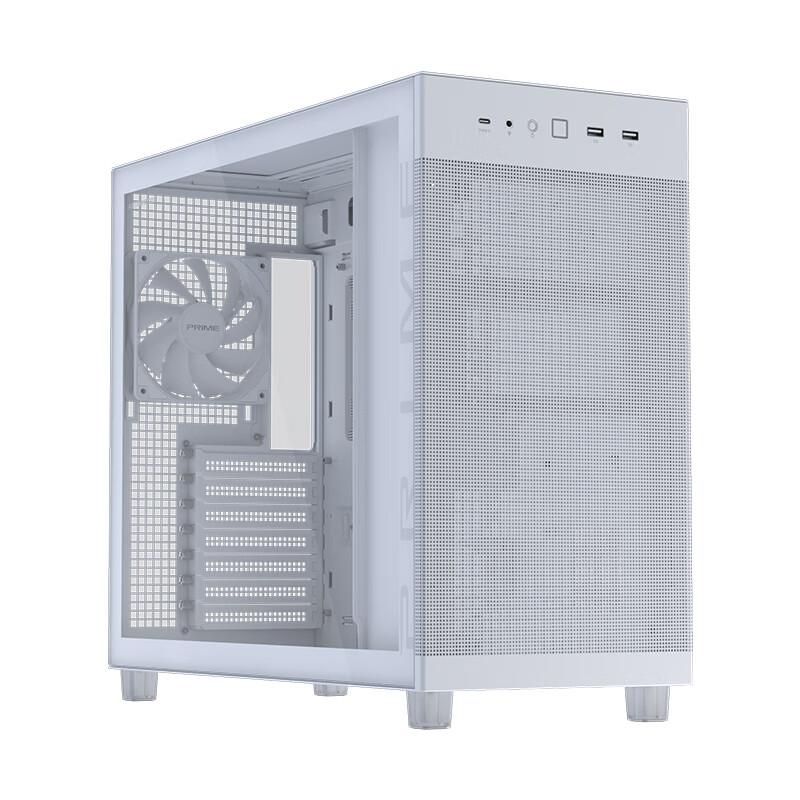 华硕冰立方ATX白色机箱 免工具拆卸/20GbpsType-C接口水冷机箱