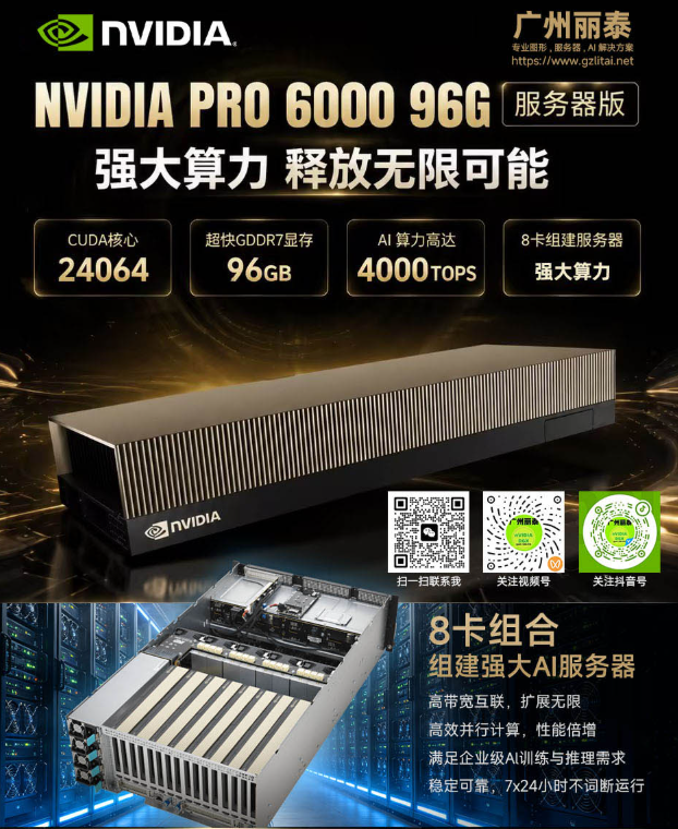 广州三欣，四卡RTX PRO 6000 96G 服务器版