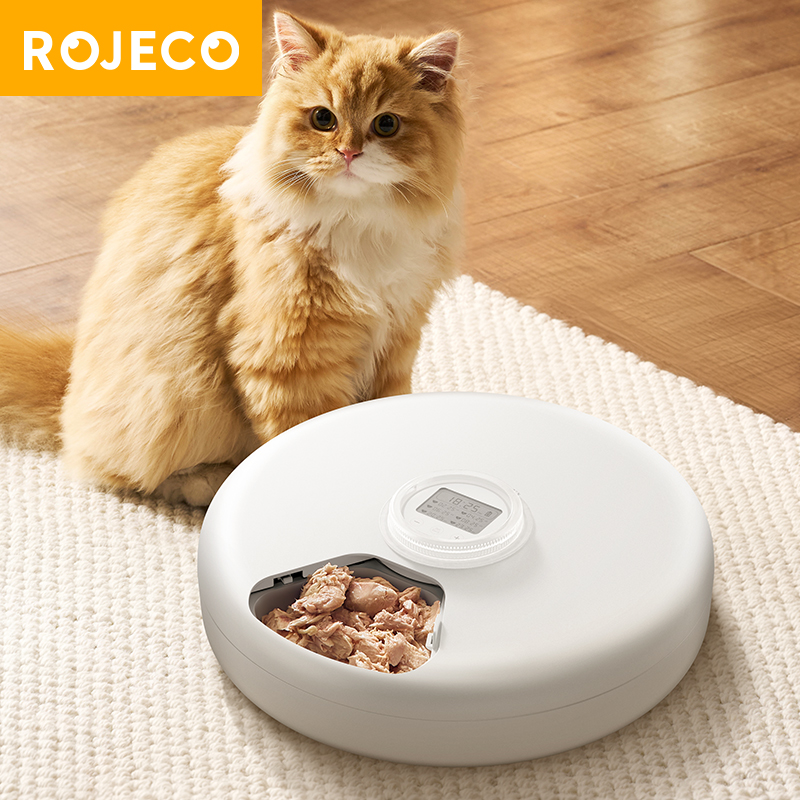 ROJECO F19 6 Meals Automatic Cat Feeder with 2 Ice Packs