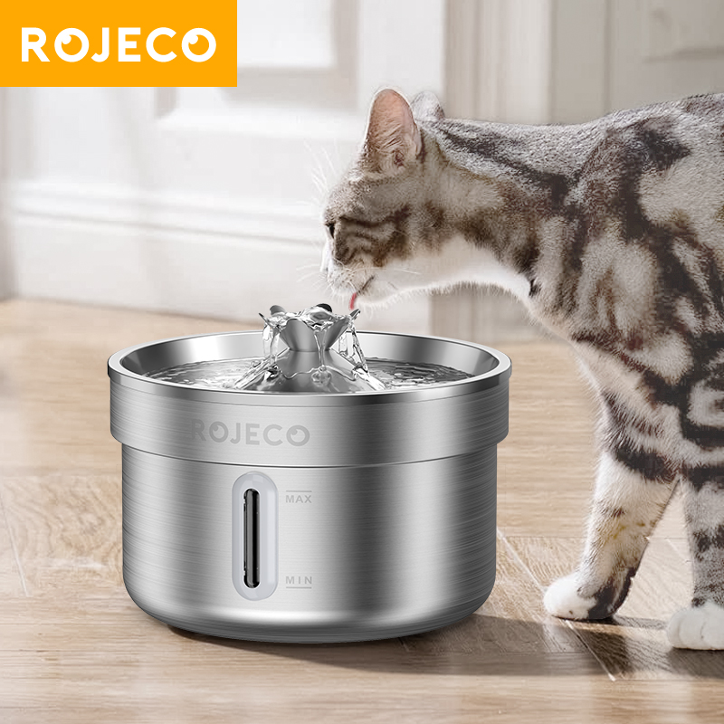 ROJECO 2L Stainless Steel Cat Water Fountain
