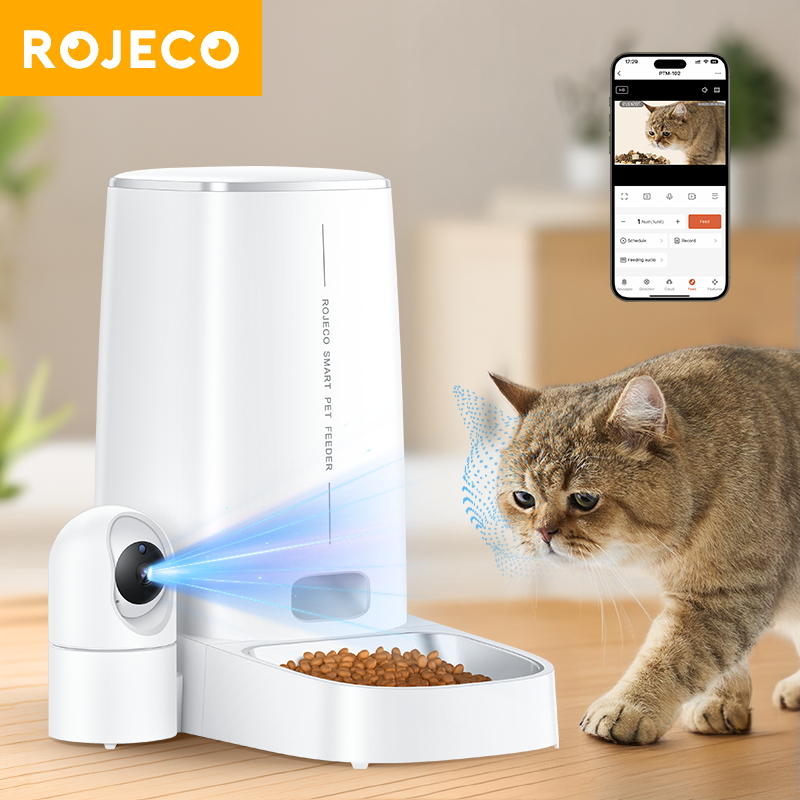 ROJECO 4L Smart Pet Feeder with 1080P Camera Video Version