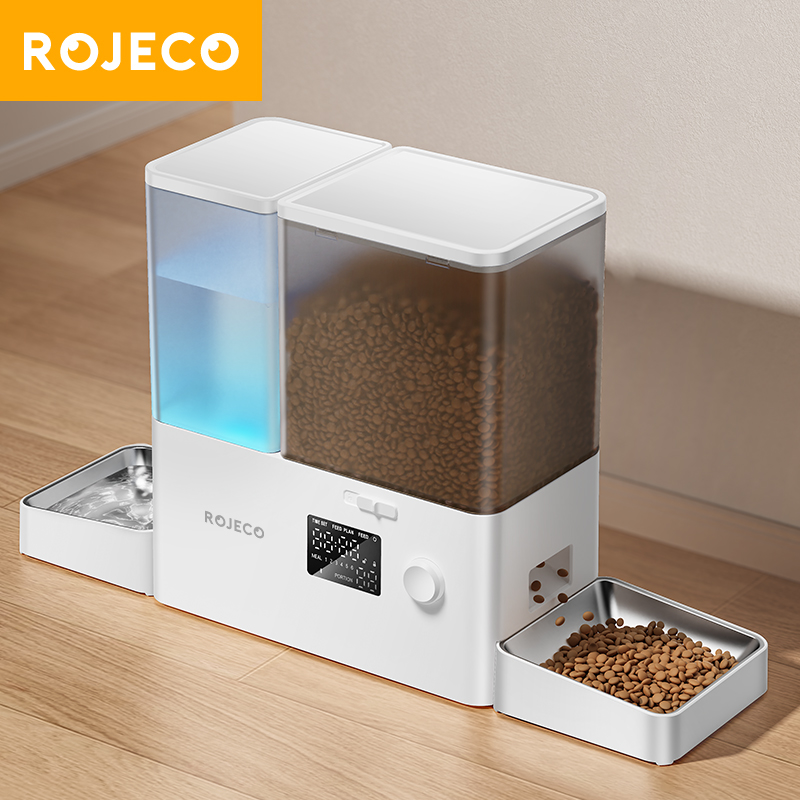 ROJECO 2 in 1 Pet Feeder 5L & Water Fountain 3.5L Button Verson