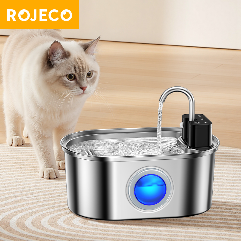 ROJECO 3.2L Wireless Stainless Steel Cat Fountain