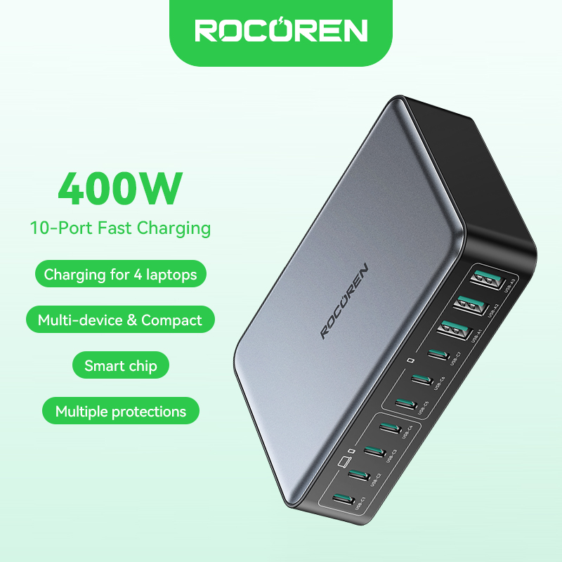 Rocoren Desktop Fast Charger Station (7C+3A)  ((AC line 1.5m )