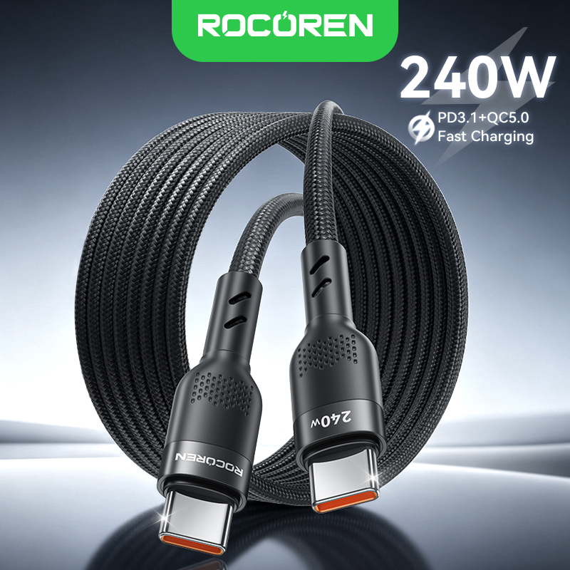 Rocoren Black Fast Charging Cable USB-C to USB-C 240W
