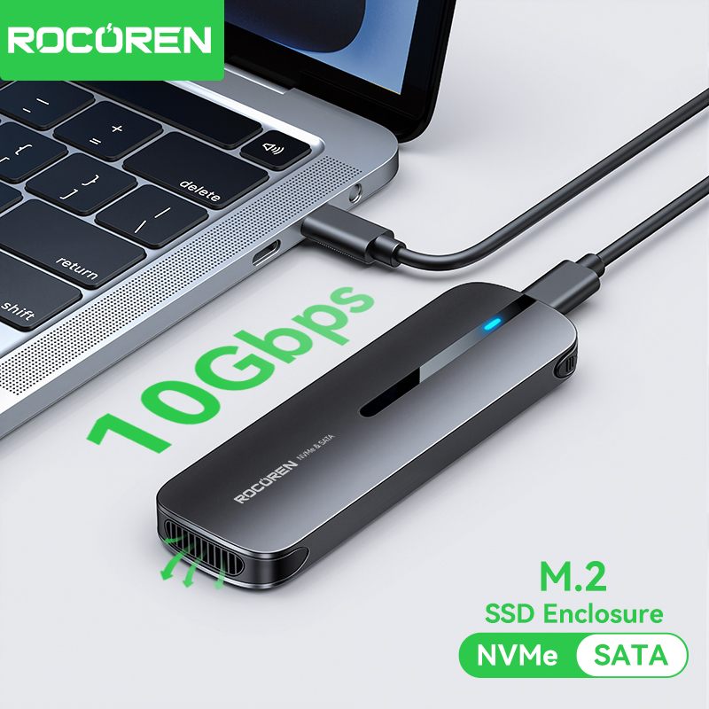 Rocoren M.2 NVMe + SATA Dual Protocol SSD Enclosure