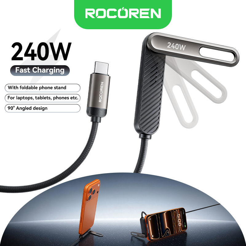 Versatile Fast-Charging Data Cable with Stand USB-C to USB-C 240W