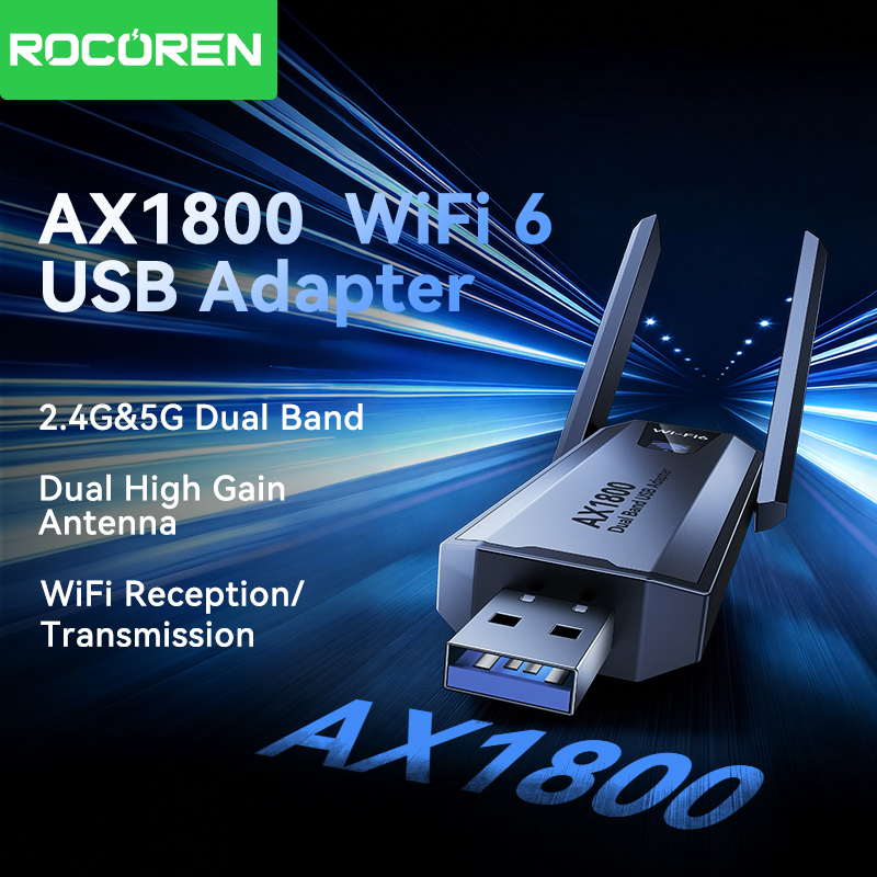 Rocoren AX1800M External Dual Antennas USB WiFi6 Adapter