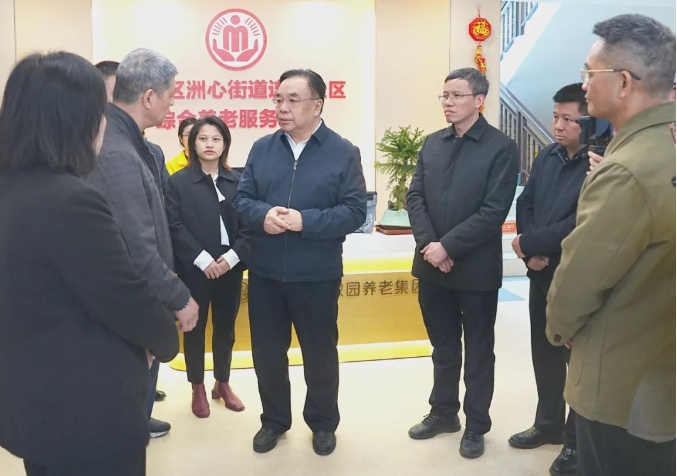 广东省民政厅党组书记丁红都率队调研华邦美好家园承接运营的清远清城区连江社区综合养老服务中心