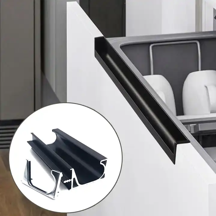 Aluminum Furniture Hidden Handle Kitchen Cabinet G Shape Handles Furniture Drawer Handles
