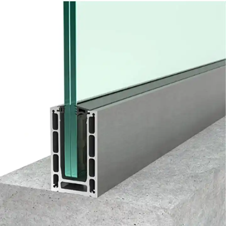 New design balcony handrail extrusion aluminum profiles post customized bottom rail for stairs glass railings