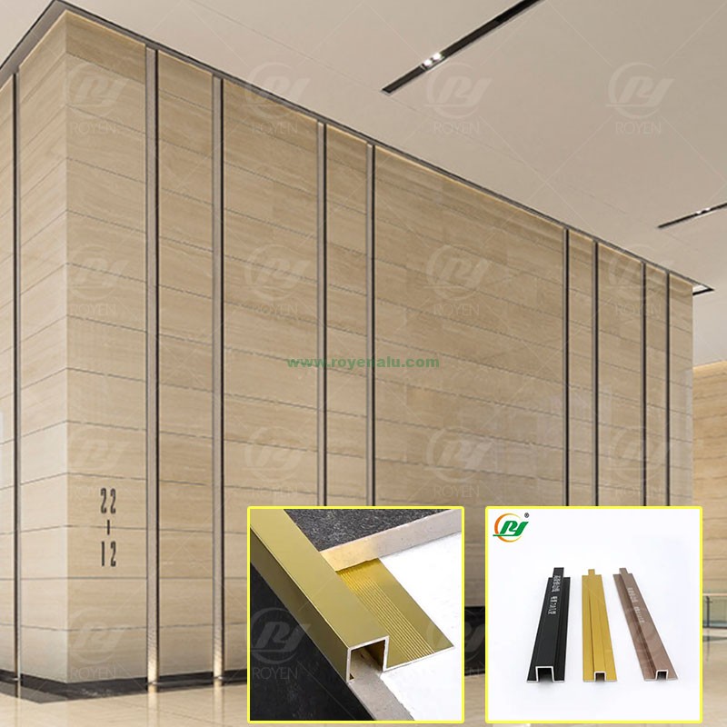 Hot Sale Hardware U V Shaped Black Gold Custom Aluminum Tile Edge Trim Wall Metal Trim