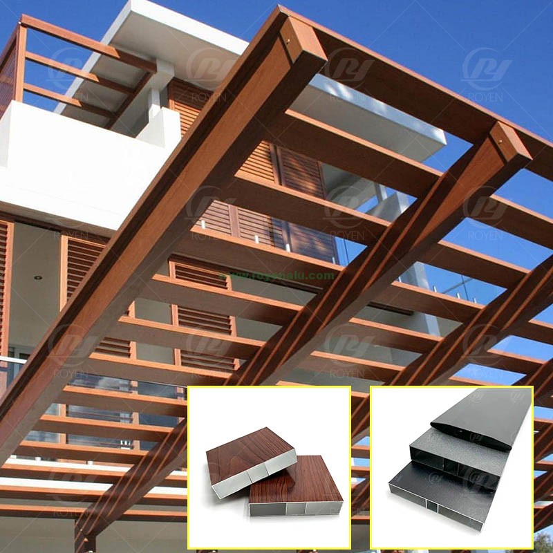 Custom milling powder coated hollow square tube perfile de aluminio outdoor tubing wood grain finish