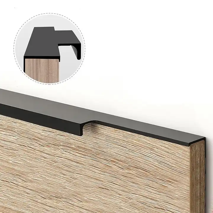 Furniture Kitchen Cabinet Aluminum Edge Door Pull Drawer F shape Black Handles