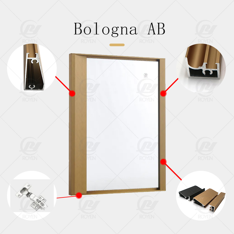 Good Quality Interior Glass Swing Door Wardrobe Door Frame Profile U Handle 5mm Glass Cabinets Doors