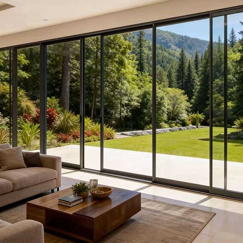 Royen Thermally Broken Frameless Panoramic Sliding Double Glazed Tempered Glass Ultra-Slim 6063 Modern Design for Villa Hotel
