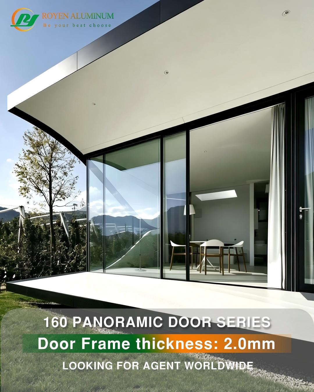 Panoramic Aluminum Sliding Door Thermally Broken, Double-Pane Glass for Villa, Hotel & Balcony Exterior