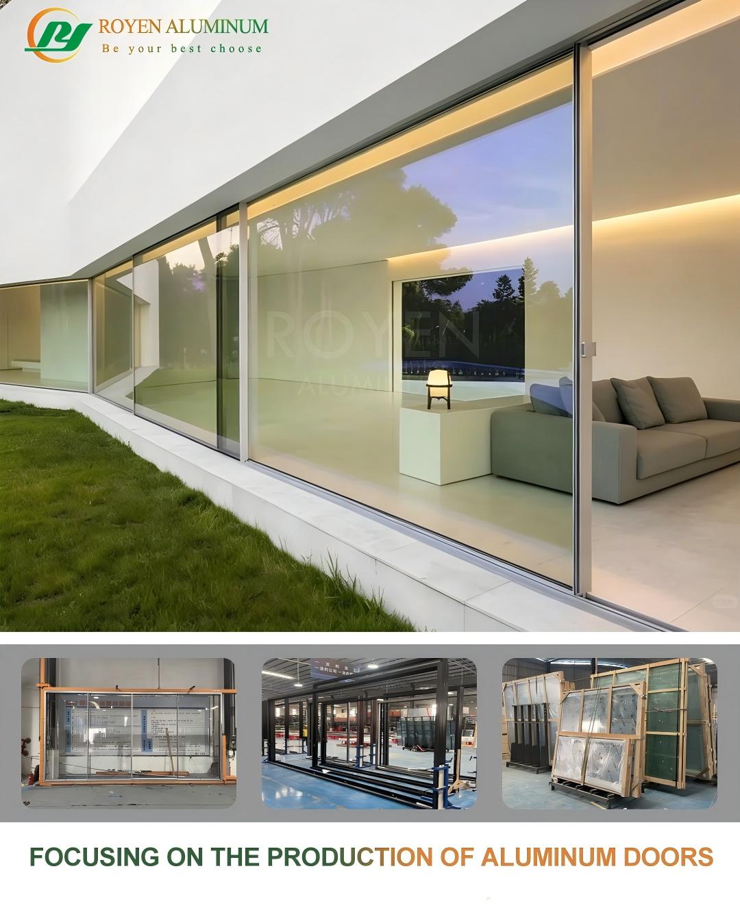 Ultra-Slim Frameless Panoramic Door Thermally Broken Double Glazed 6063 Aluminum for High-End Projects