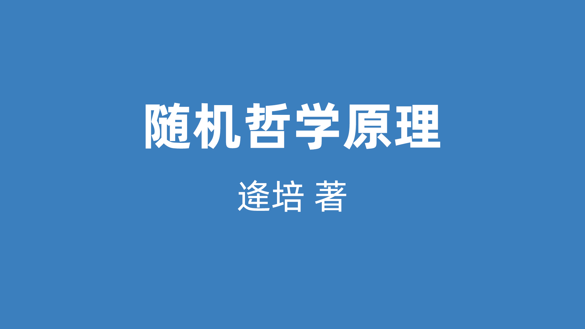 《随机哲学原理》第八章“伦理学冒险原理”
