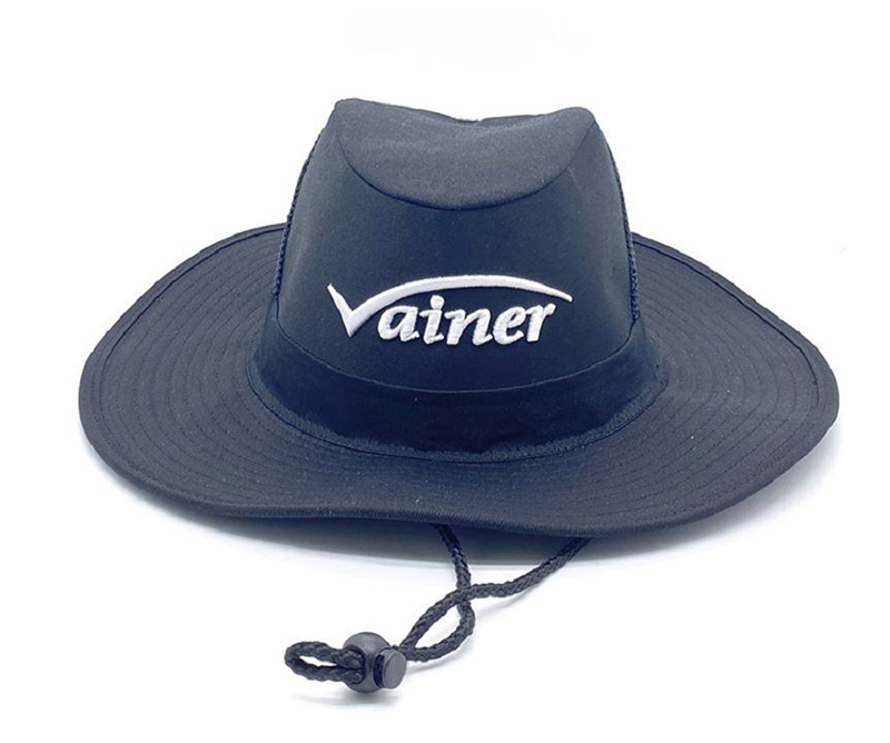 3D Embroidery Logo Mesh Wide Brim Black Outdoor Hunting Safari Hat