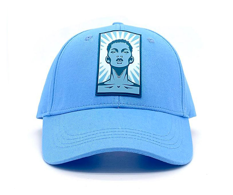 3-Dimensional Silicone Label Patch Ligtht Blue Baseball Cap
