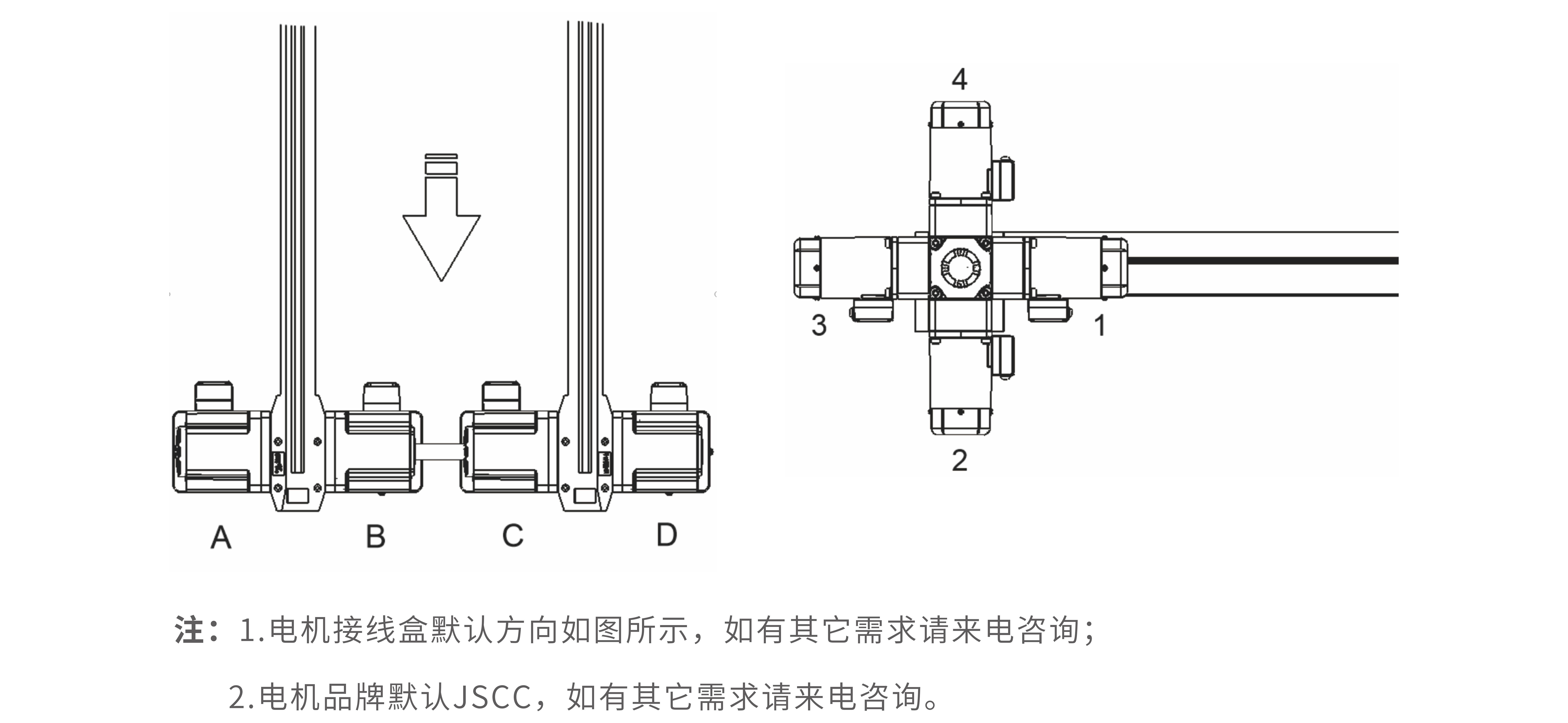 倍斯科智能-CSP-轻载堆积滚子链输送线-电机布局