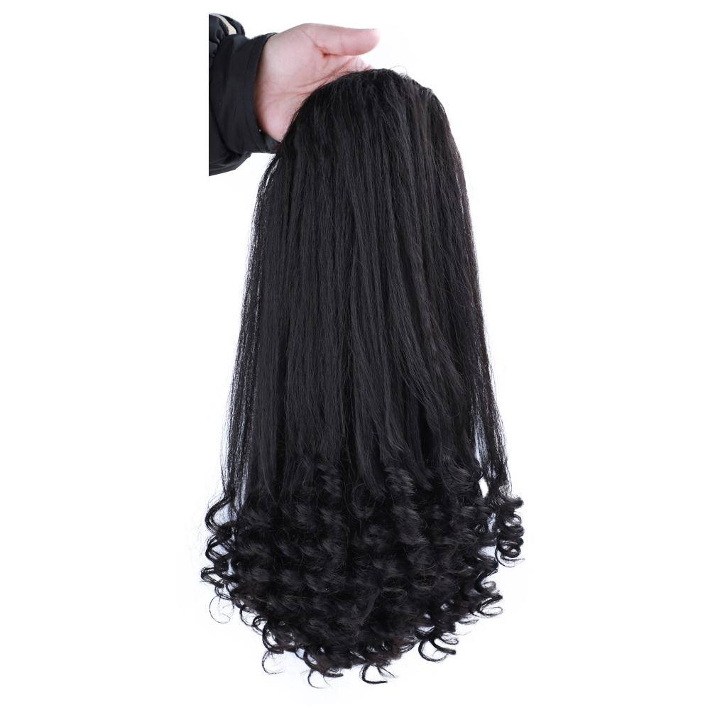 Curly End Synthetic Hair Ponytail for Women Up Straight Down Curly Ponytails Synthetic Draw-string Ponytail End Curly Smooth Hair Factory Price Sale