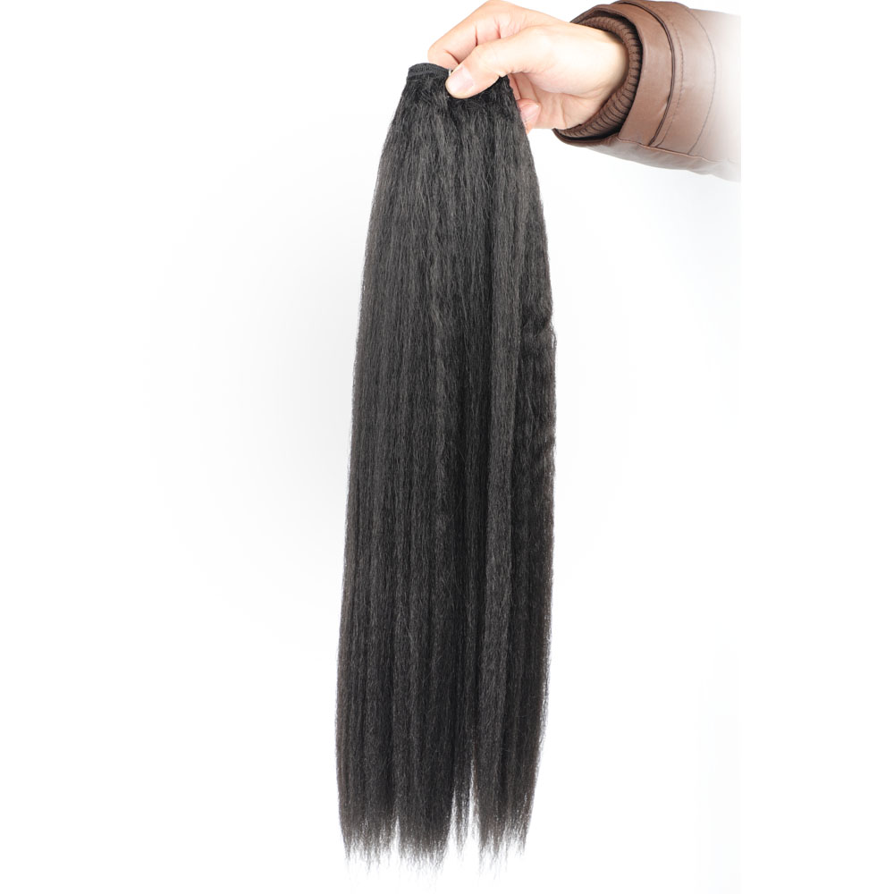 Long Kinky Straight Synthetic Hair Bundles for Women Synthetic Hair Weave Bundles Kinky Straight Puffy Smooth Hair Factory Price Sale