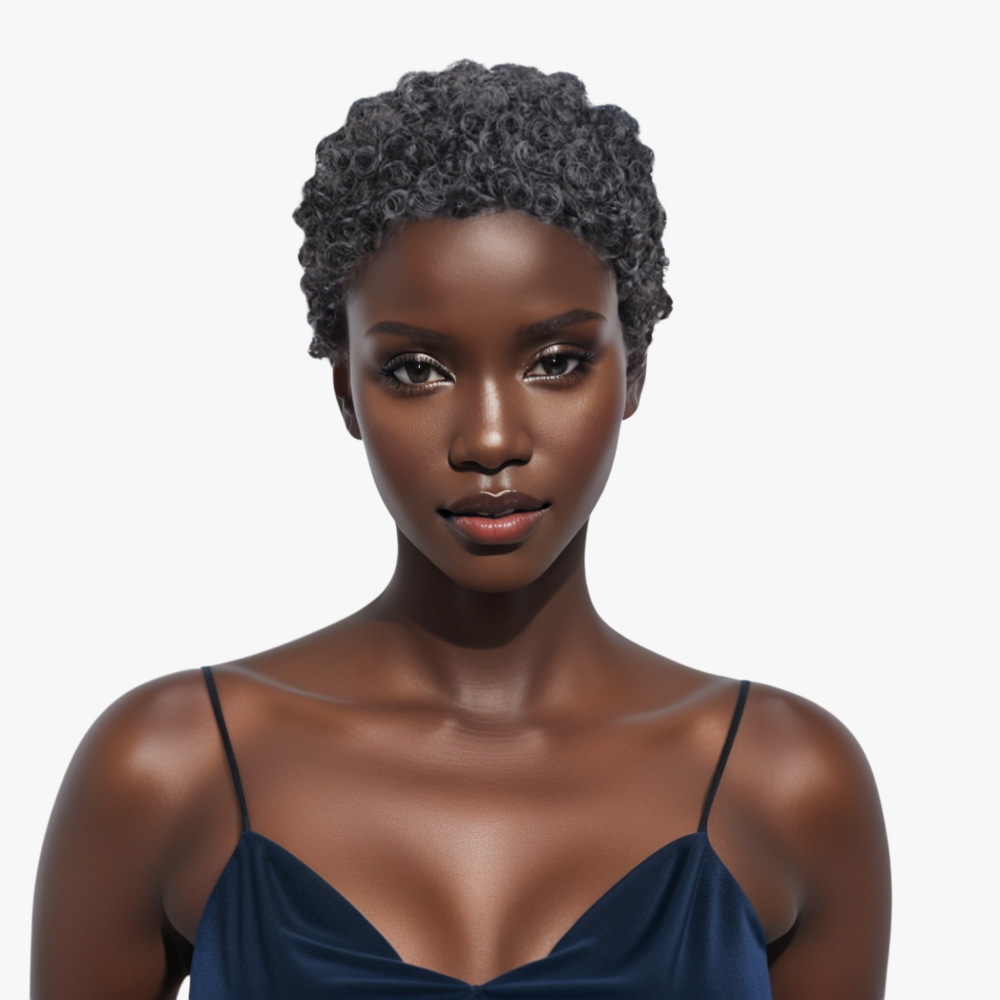 Short Afro Curly Synthetic Hair Wig for Women Pixie Cut Synthetic Wig Curly Puffy Smooth Hair Factory Price Sale