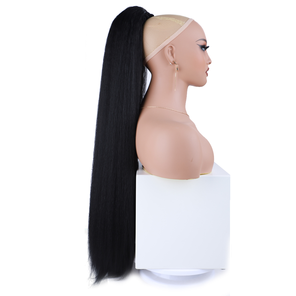Long Kinky Straight Synthetic Hair Ponytail for Women Synthetic Draw-string Ponytail Kinky Straight Puffy Smooth Hair Factory Price Sale
