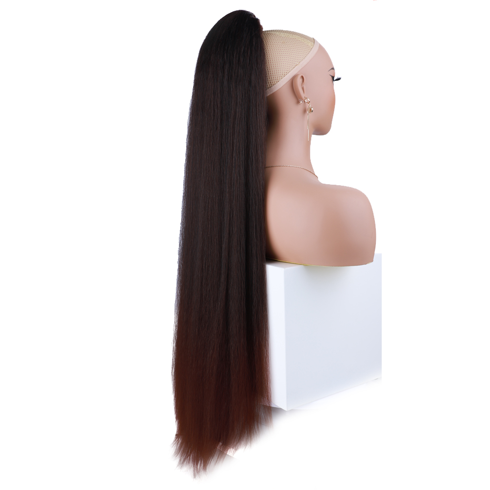 30Inch Long Synthetic Draw-string Ponytail Kinky Straight Synthetic Hair for Women Low Temperature Synthetic Fiber Ponytails