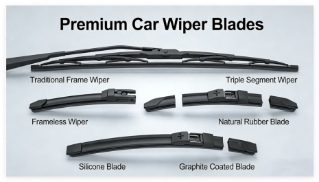 Regarding the use of automotive wipers made of various materials and classified by structure